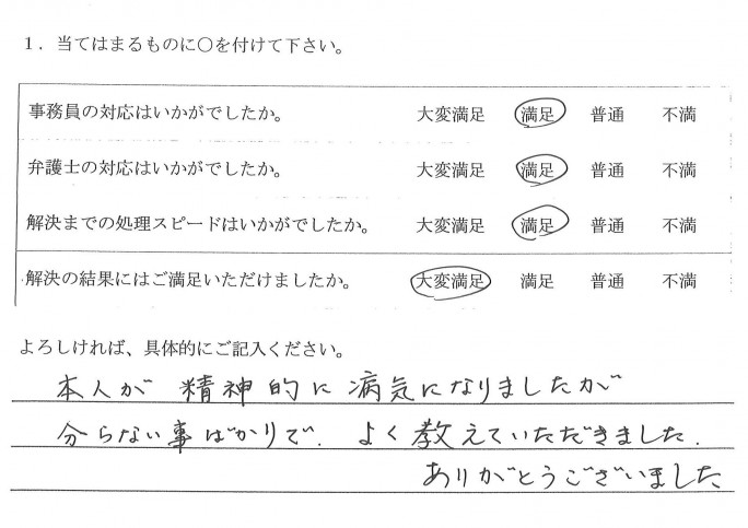 依頼者の声・平成24年・名古屋市・60代男性・破産